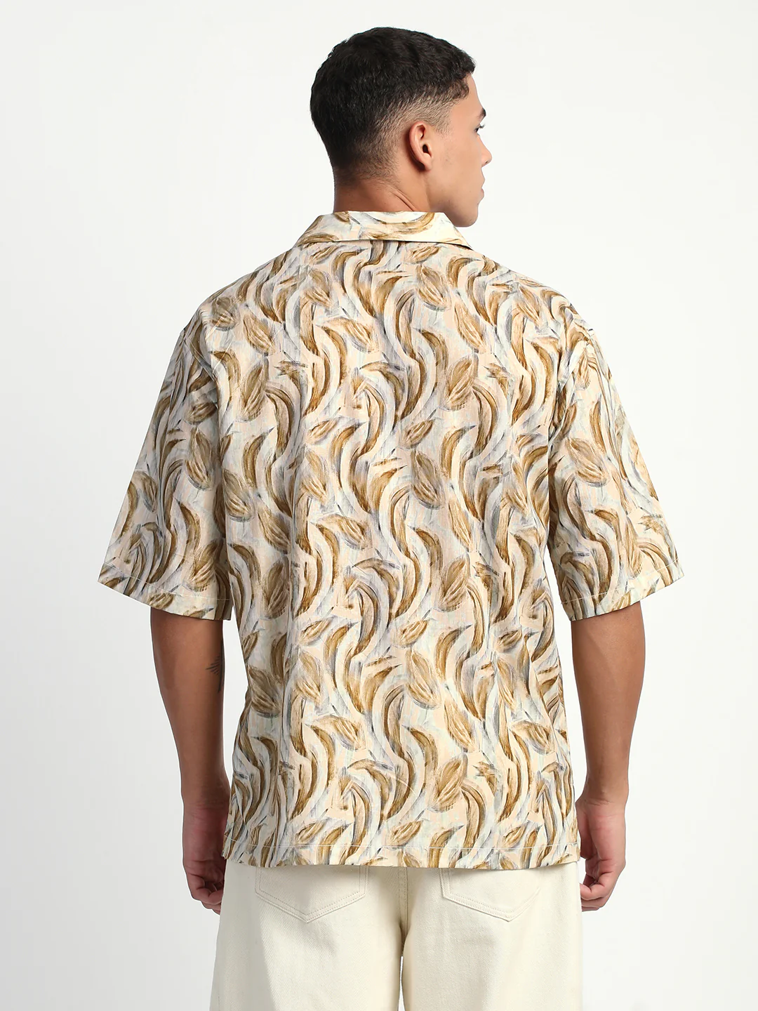 Abstract Print Linen Shirt for Men. - Image 4