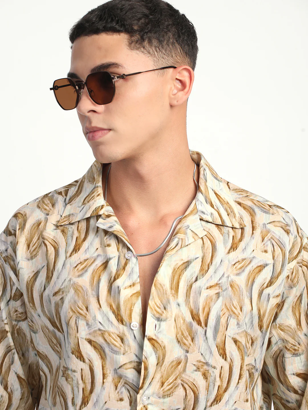 Abstract Print Linen Shirt for Men. - Image 6