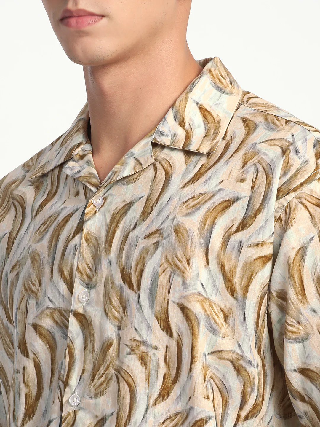 Abstract Print Linen Shirt for Men. - Image 7