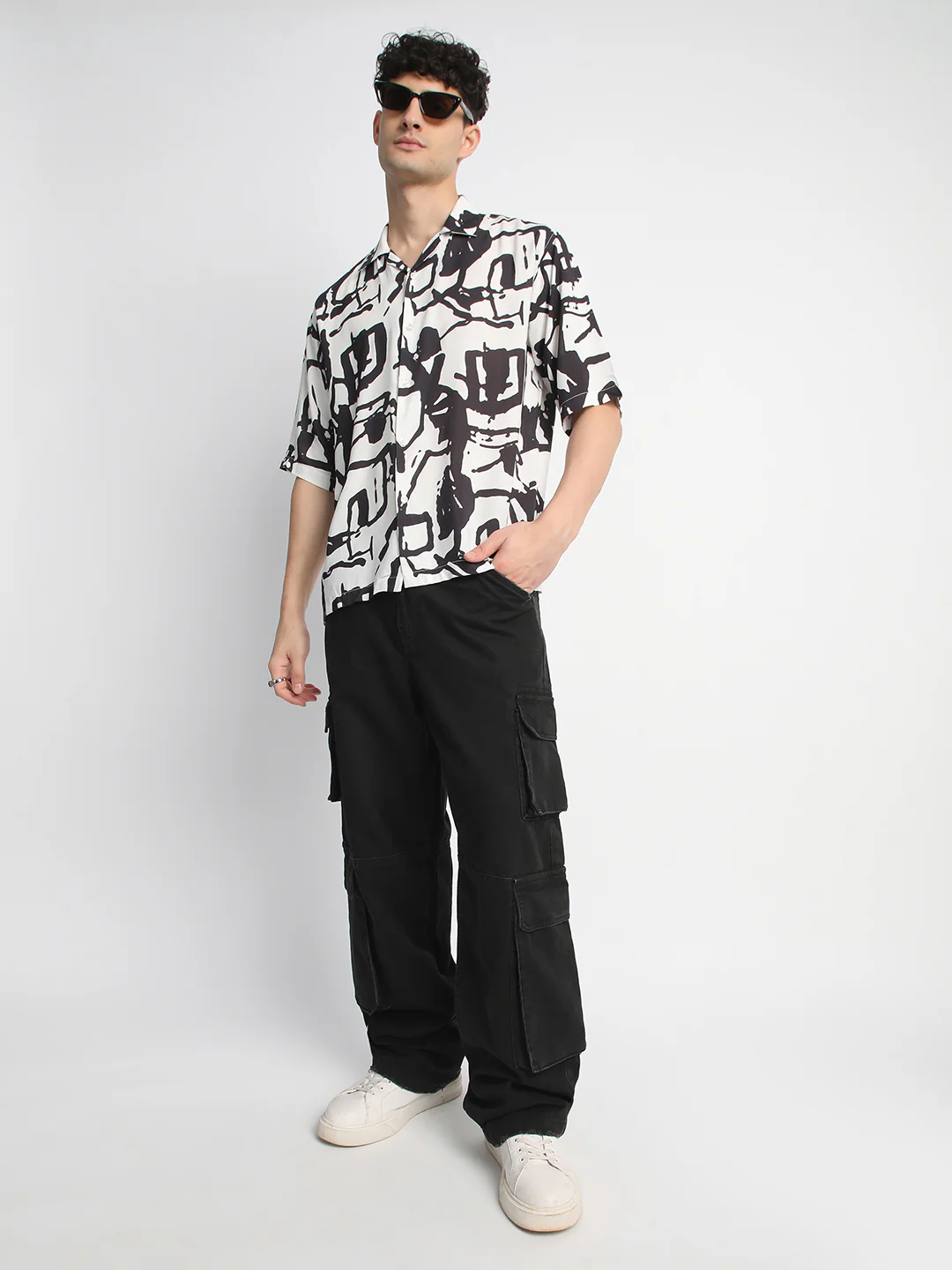 Abstract White Printed Shirt For Men. - Image 6