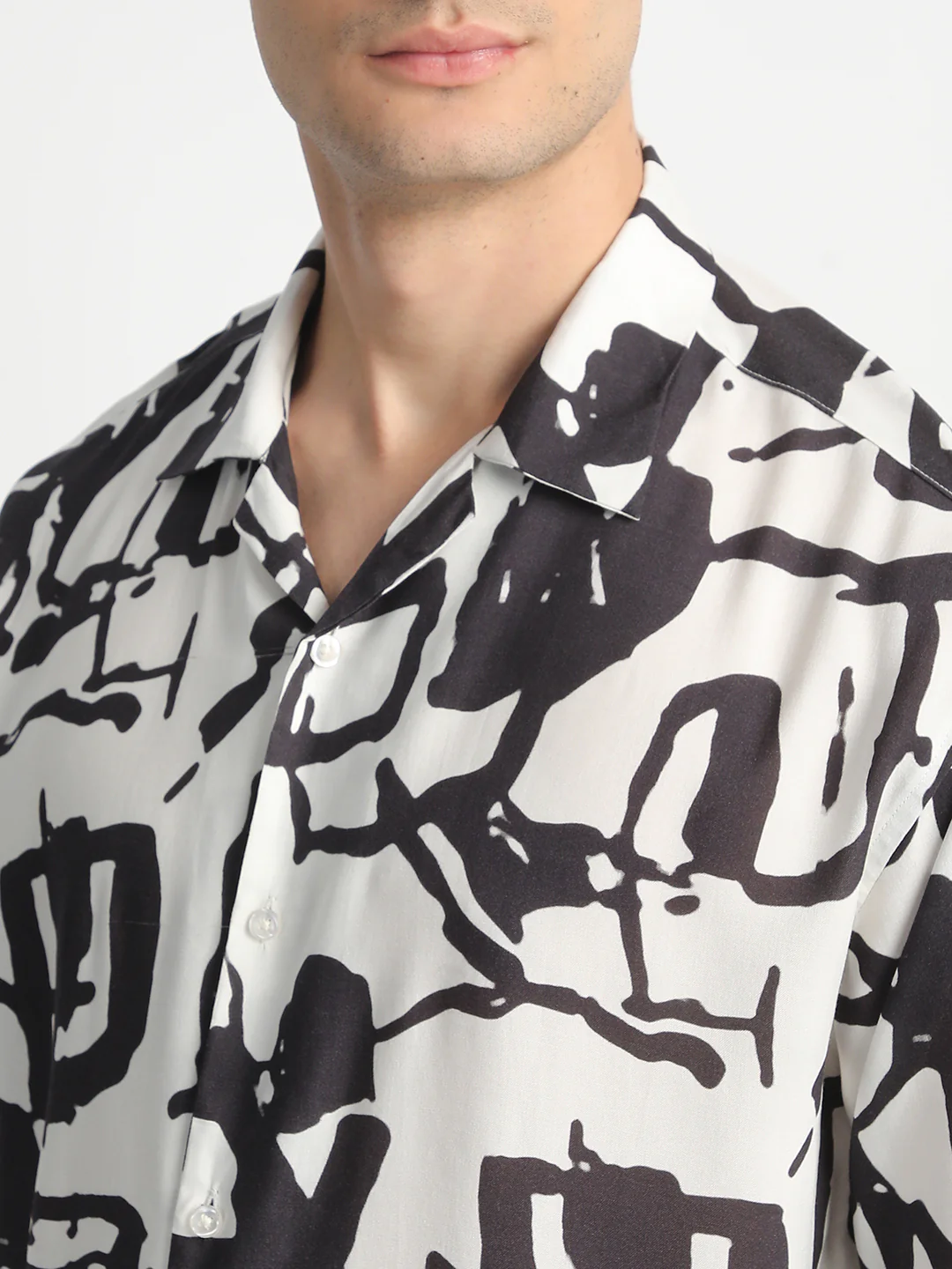 Abstract White Printed Shirt For Men. - Image 7