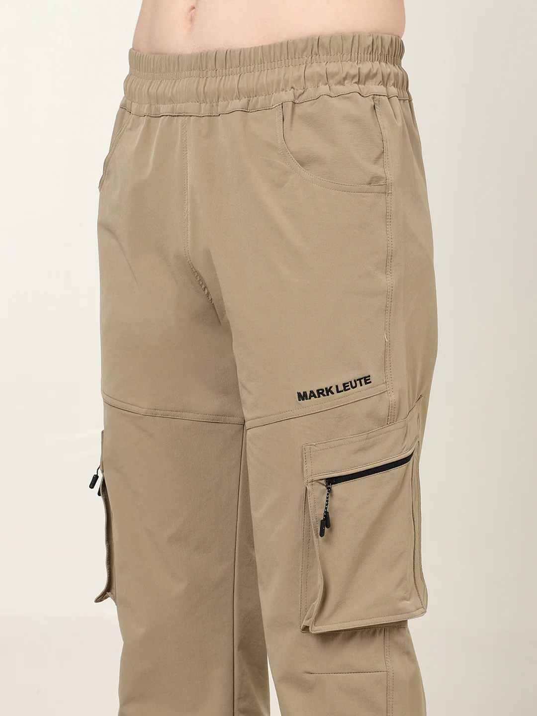 Beige 5 Pocket Nylon Cargo Pants - Image 4