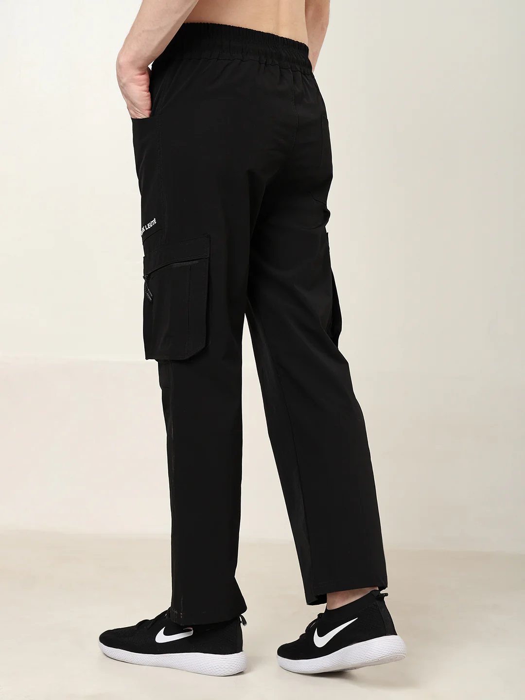 Black 5 Pocket Nylon Cargo Pants - Image 5