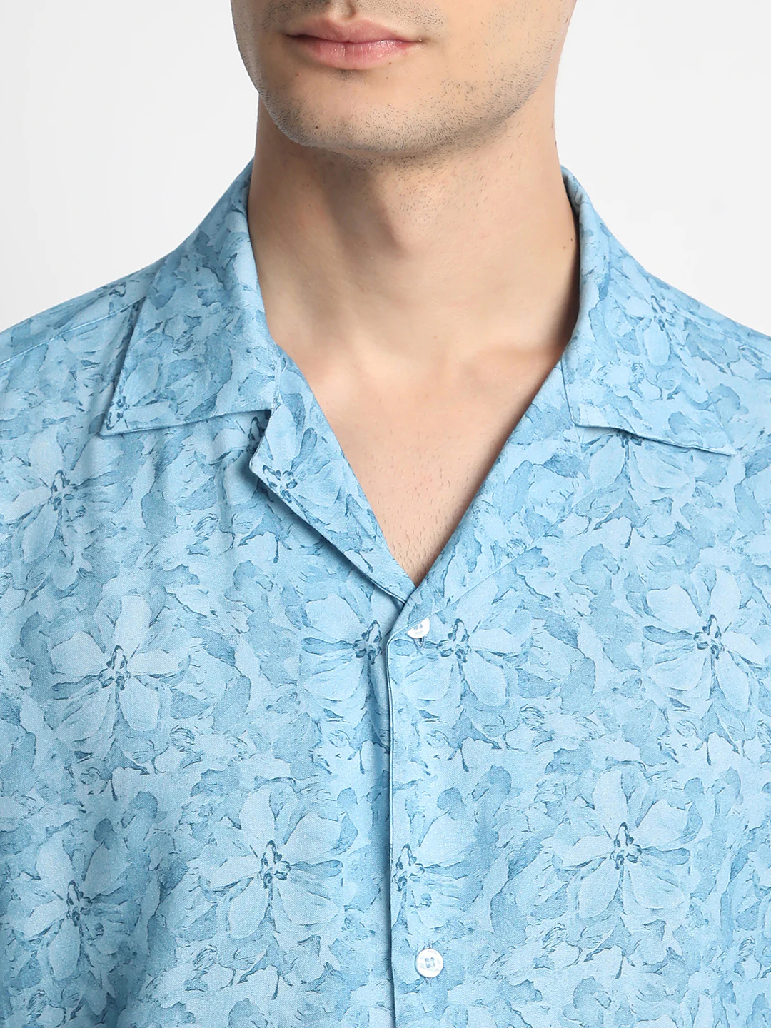 Blue Floral Print Shirt For Men. - Image 7