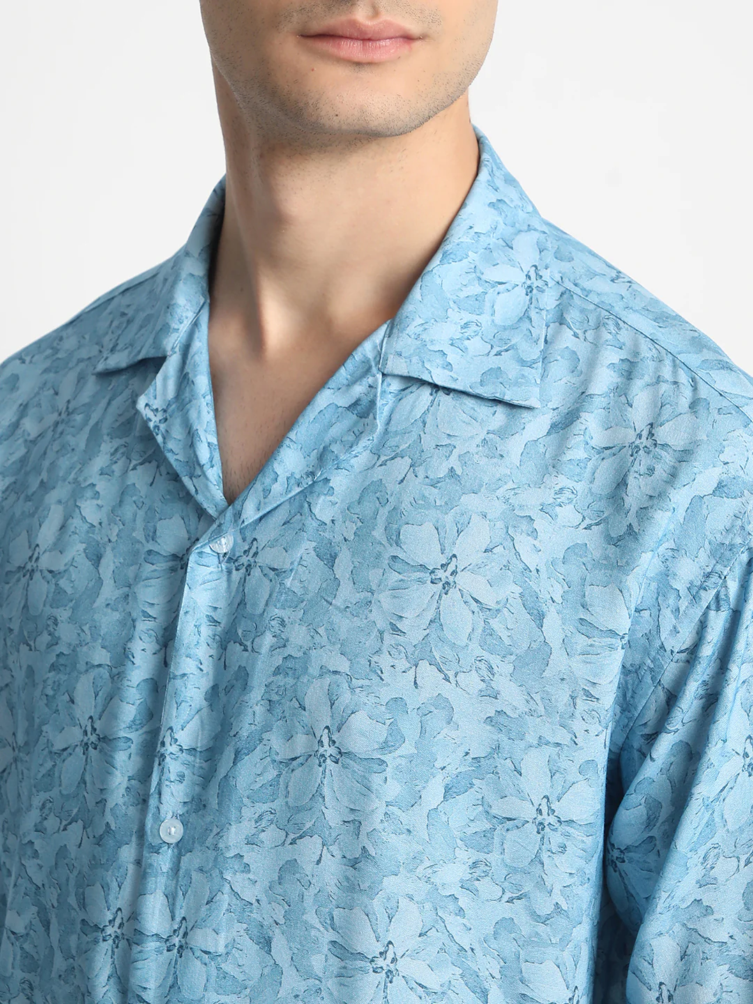 Blue Floral Print Shirt For Men. - Image 8