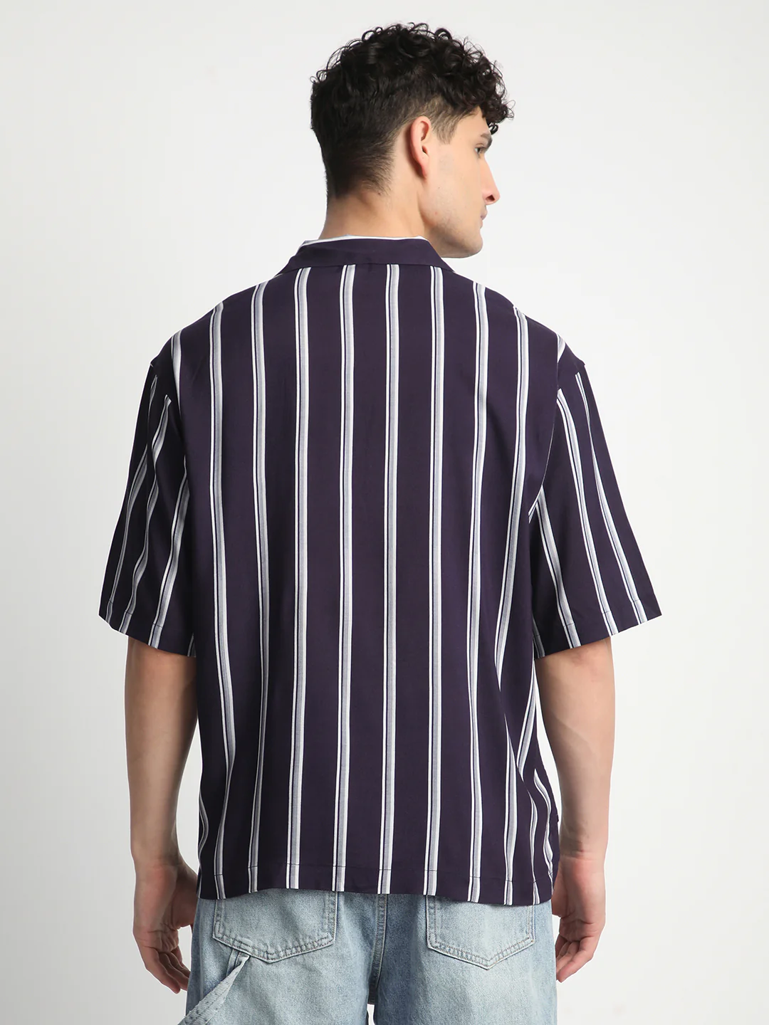 Blue Striped Printed Shirt for Men - Image 4