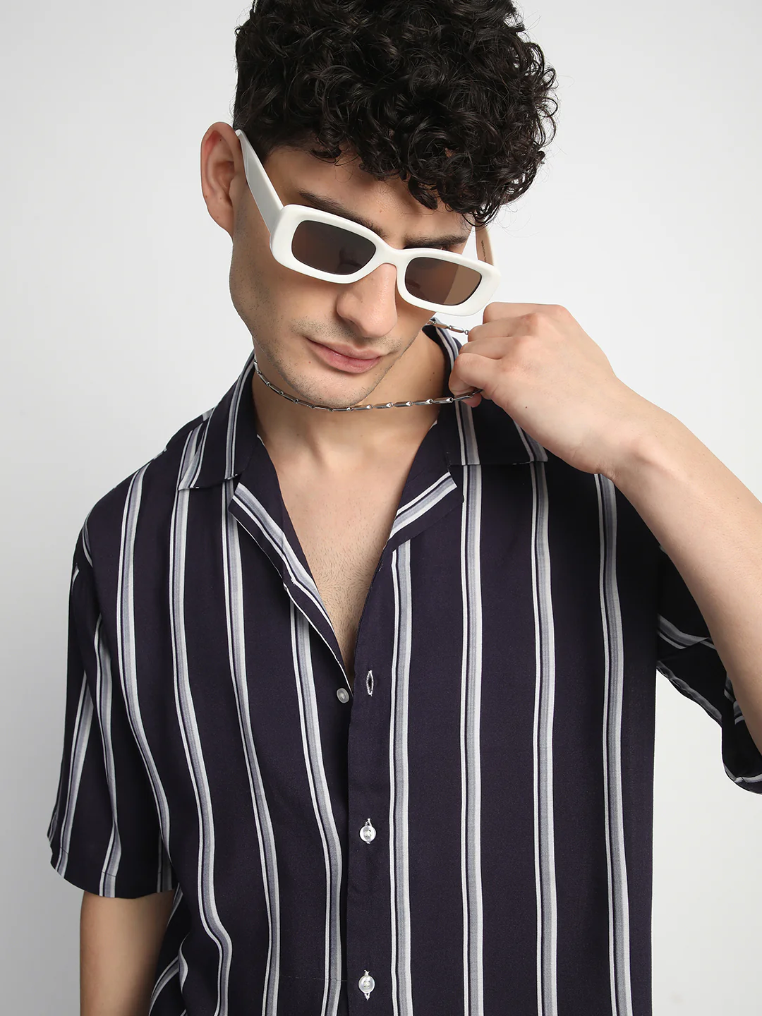 Blue Striped Printed Shirt for Men - Image 6