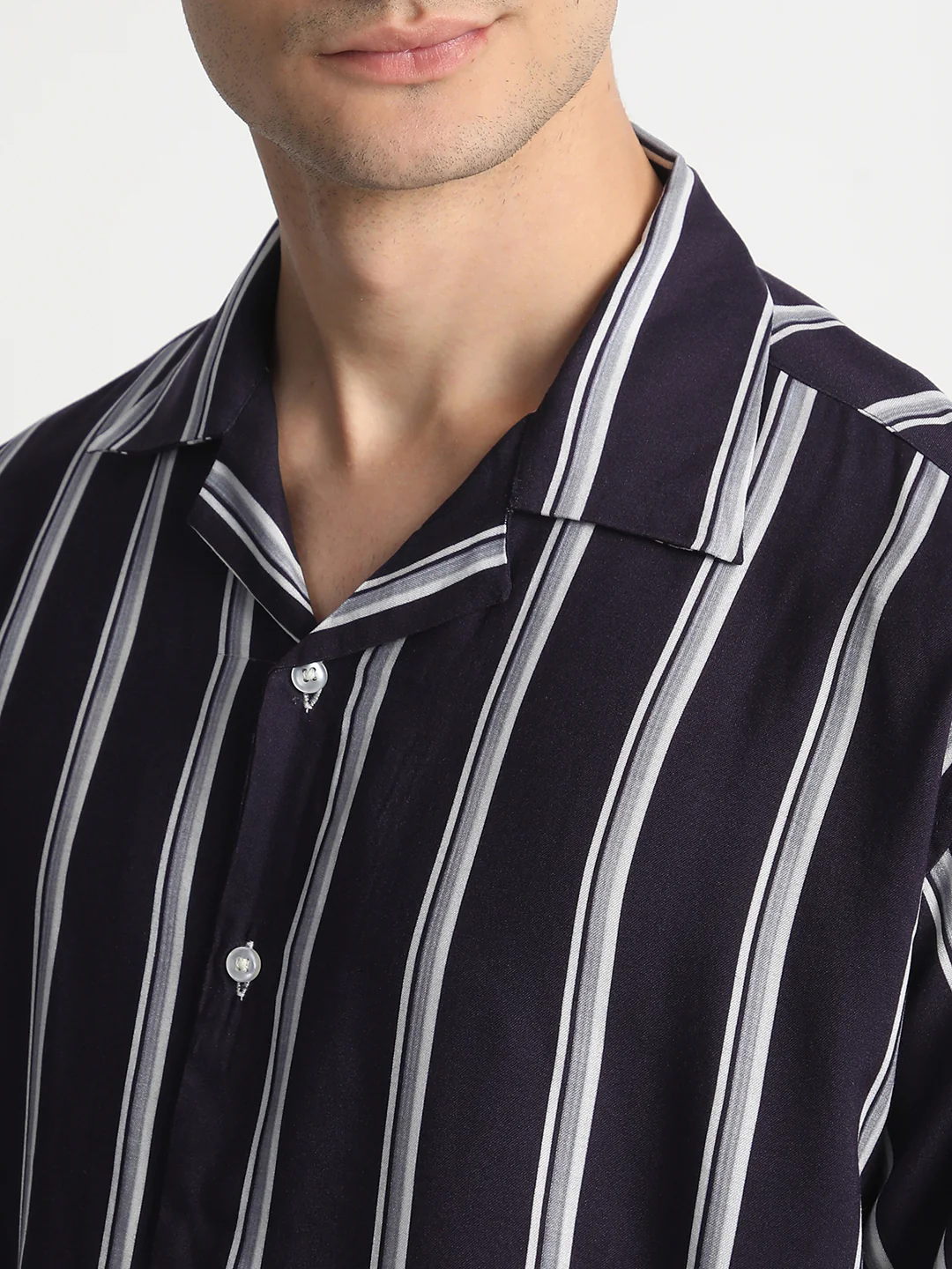 Blue Striped Printed Shirt for Men - Image 7