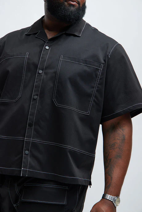 Boxy Fit Contrast Stitch Shirt - Image 4