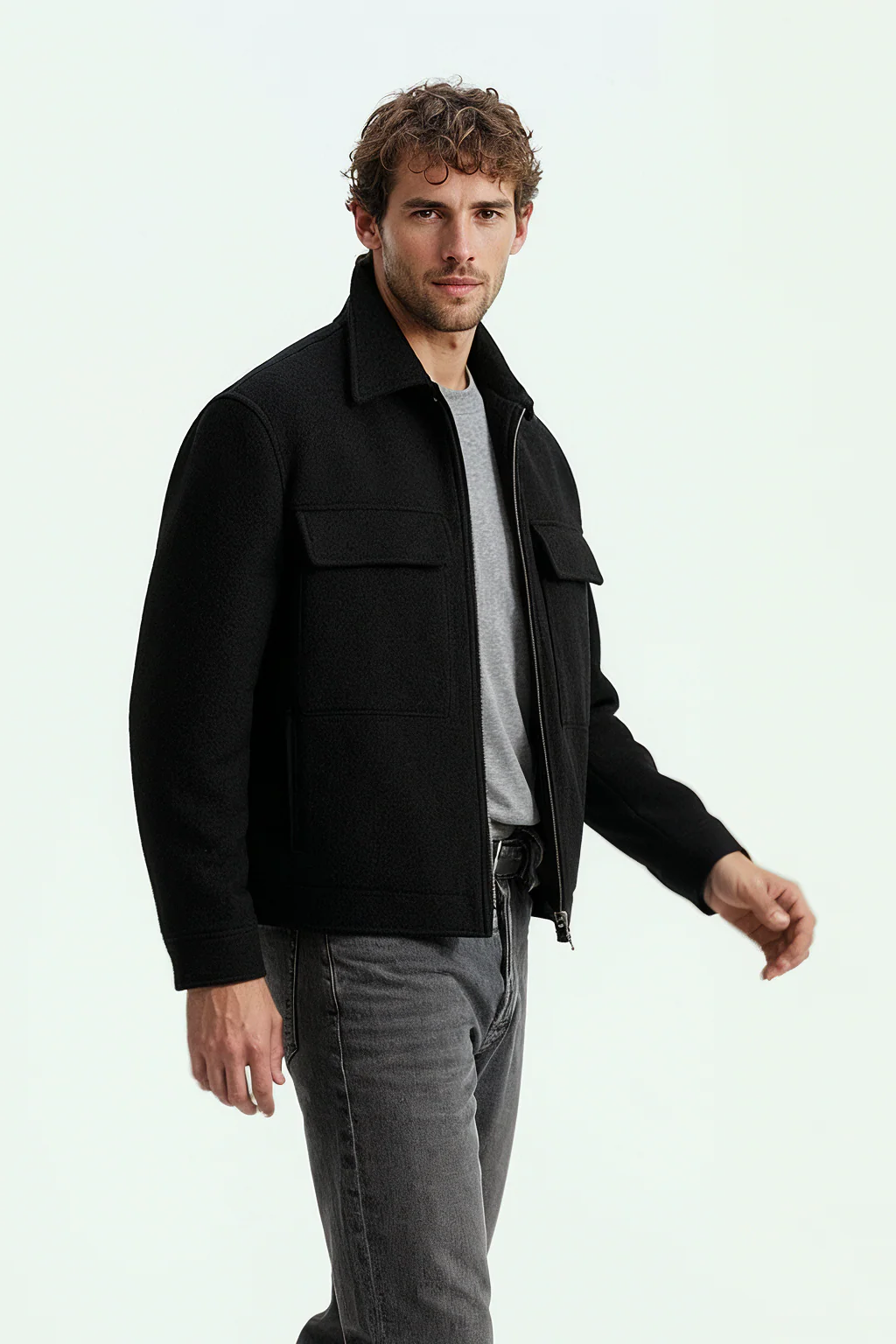 Cargo Tweed Jacket (Black) - Image 5