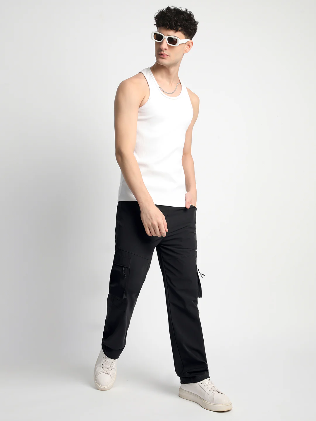 Charcoal Grey 5 Pocket Nylon Cargo Pants - Image 5