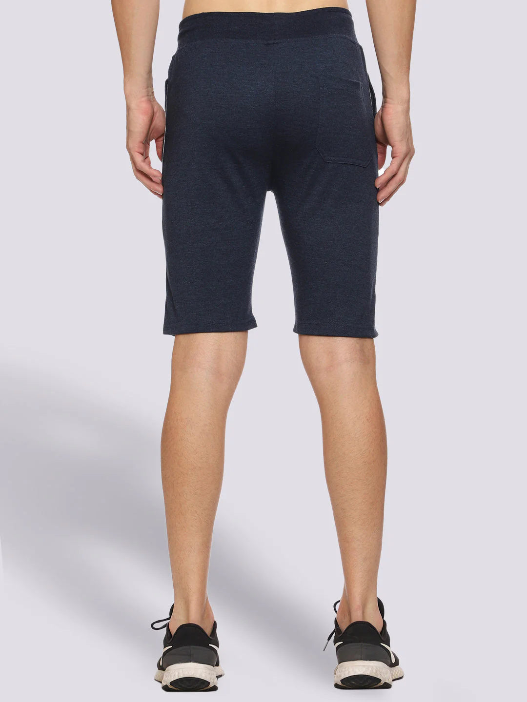 Side Piping Melange Blue Shorts For Men - Image 6