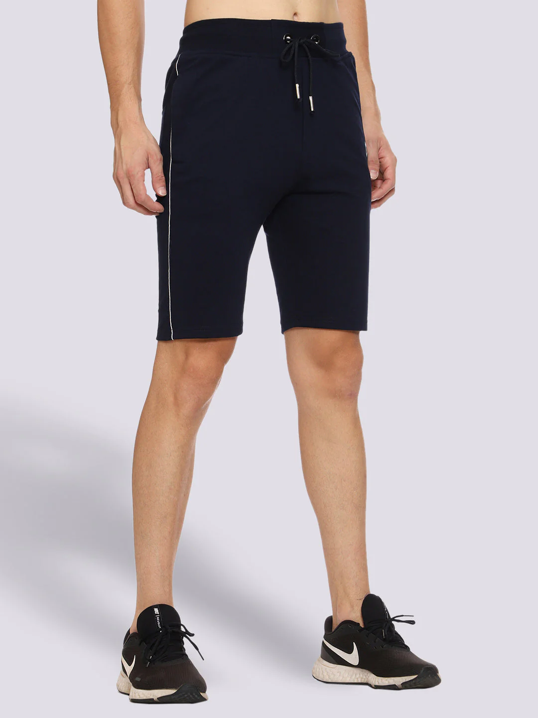 Side Piping Blue Shorts For Men - Image 4