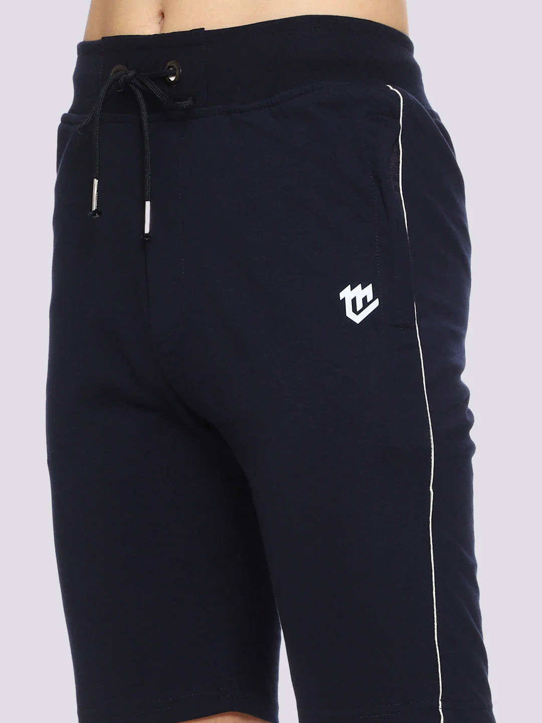 Side Piping Blue Shorts For Men - Image 5