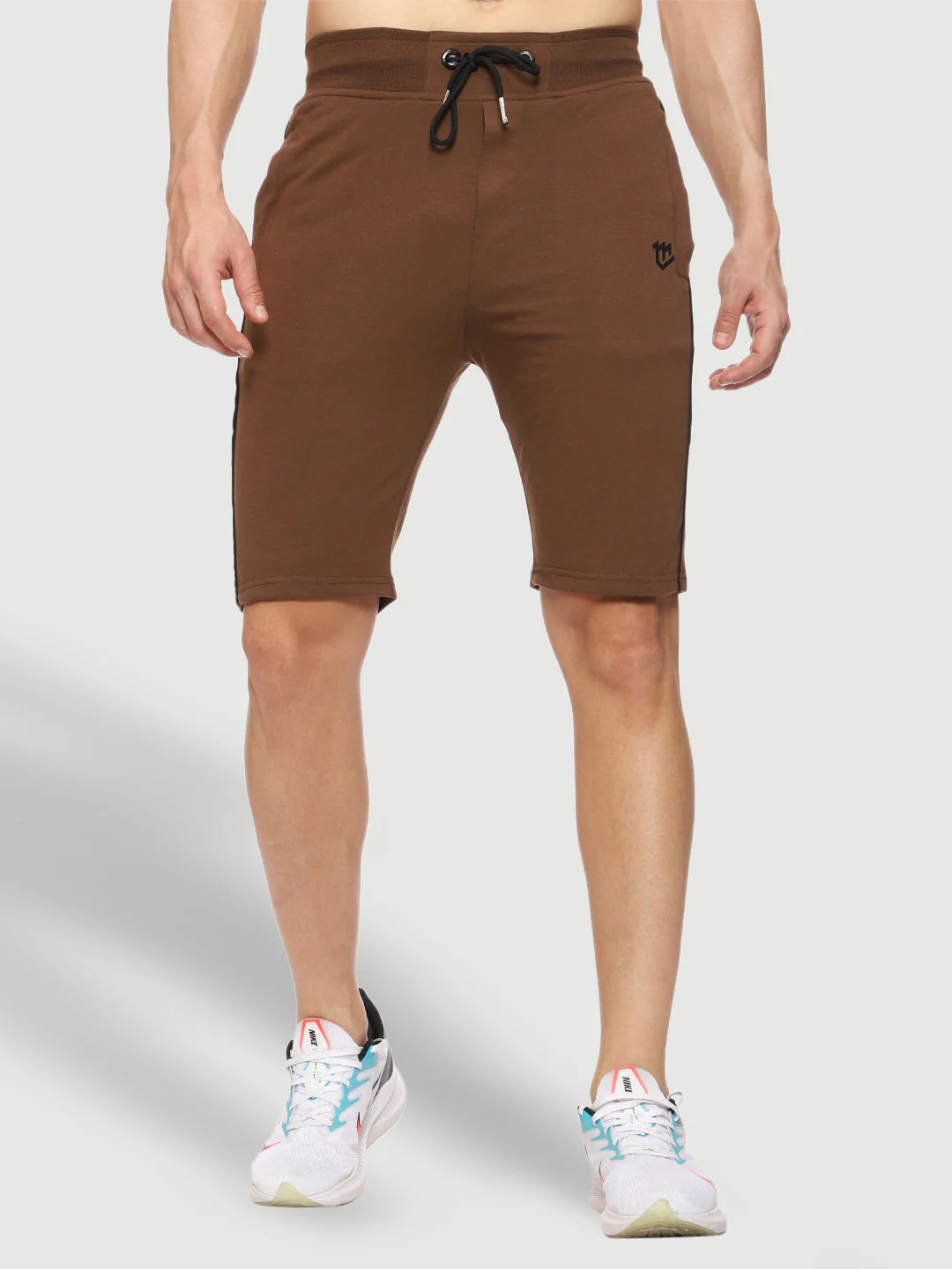 Side Piping Brown Shorts For Men - Image 3