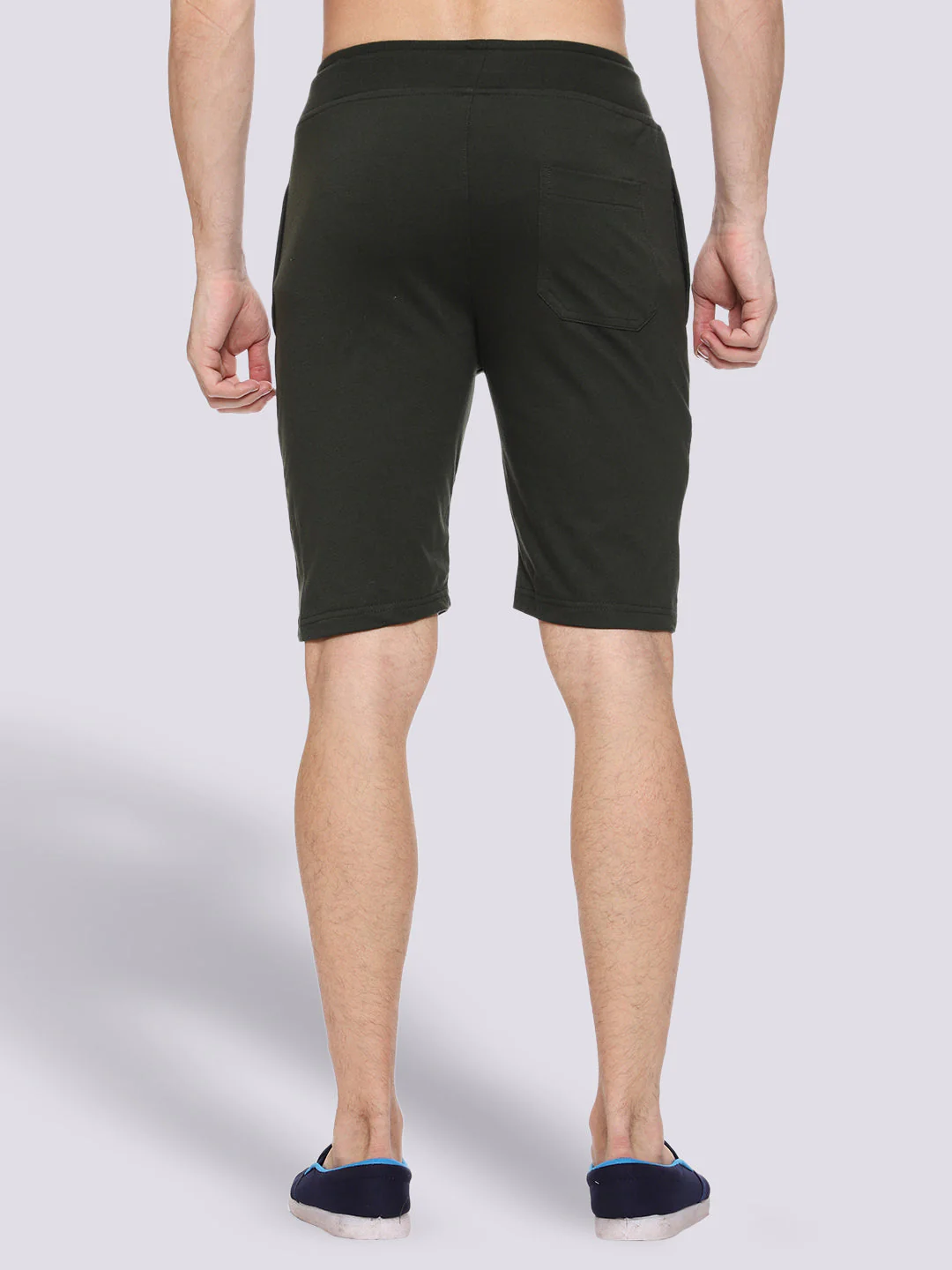 Side Piping Olive Green Shorts For Men - Image 5