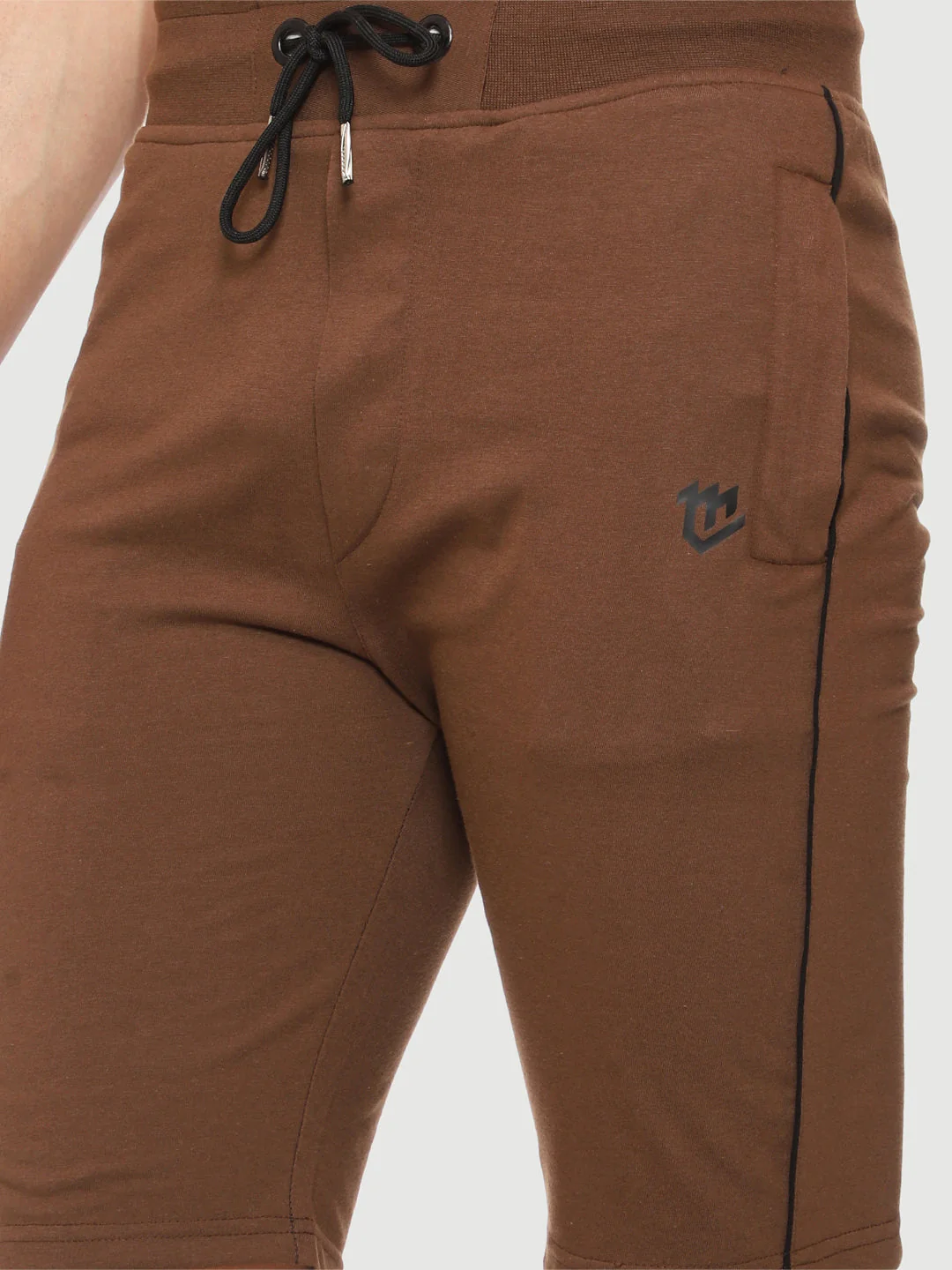 Side Piping Brown Shorts For Men - Image 6