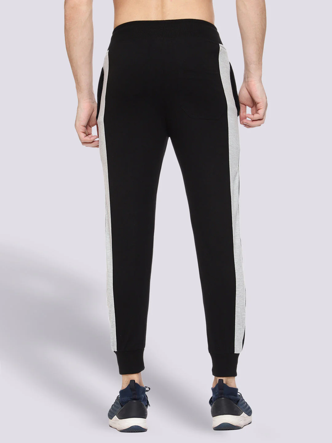 Side Stripe Black Cotton Track Pant for Men. - Image 4
