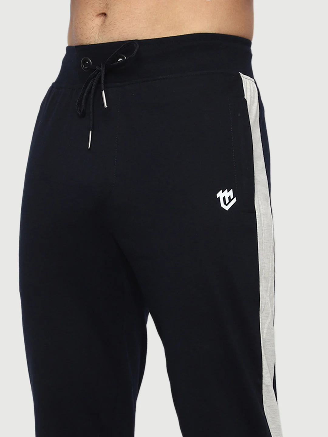 Side Stripe Blue Cotton Track Pant for Men. - Image 5