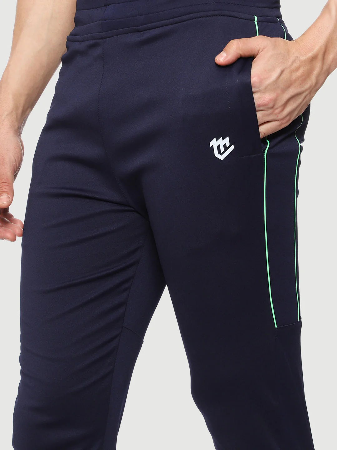 Rapid Dry Blue Solid Stripe Track Pant for Men - Image 5