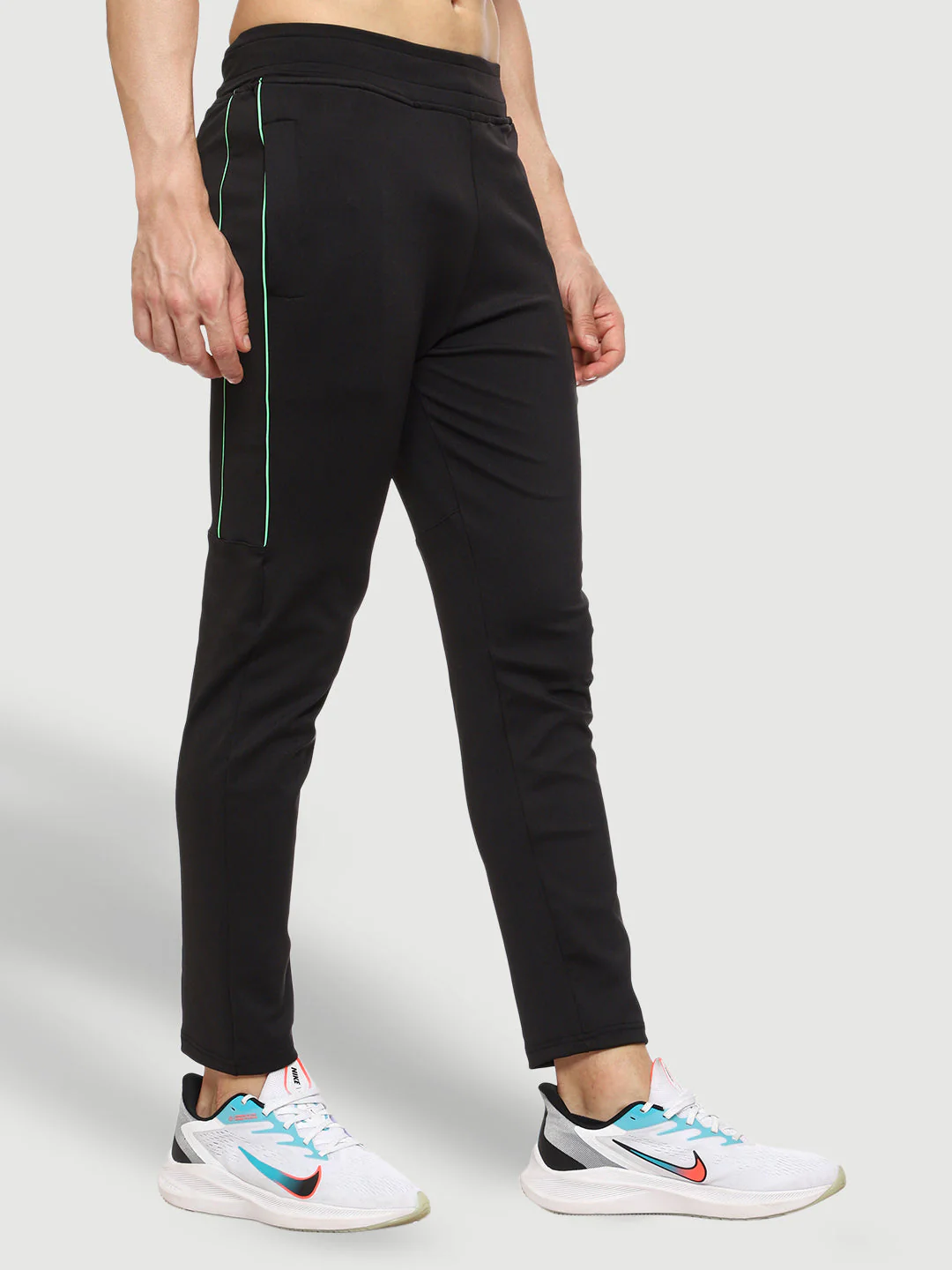 Rapid Dry Black Solid Stripe Track Pant for Men - Image 3