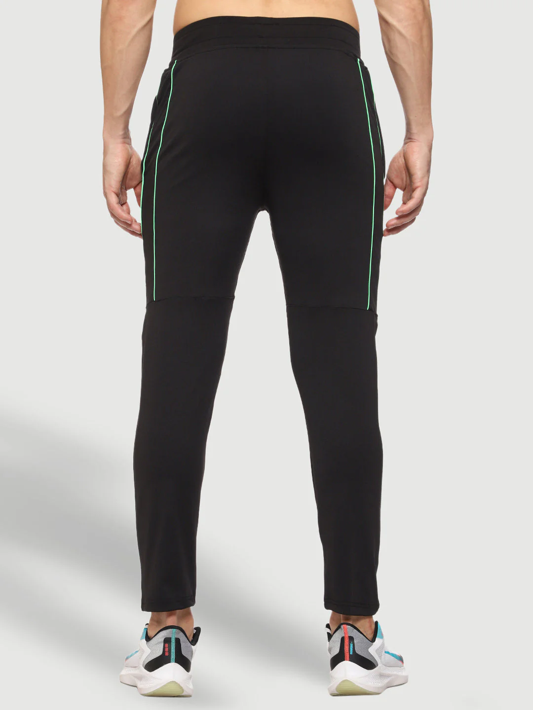 Rapid Dry Black Solid Stripe Track Pant for Men - Image 4