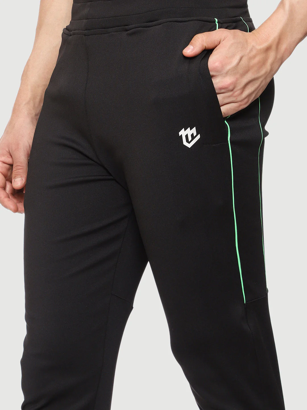 Rapid Dry Black Solid Stripe Track Pant for Men - Image 5