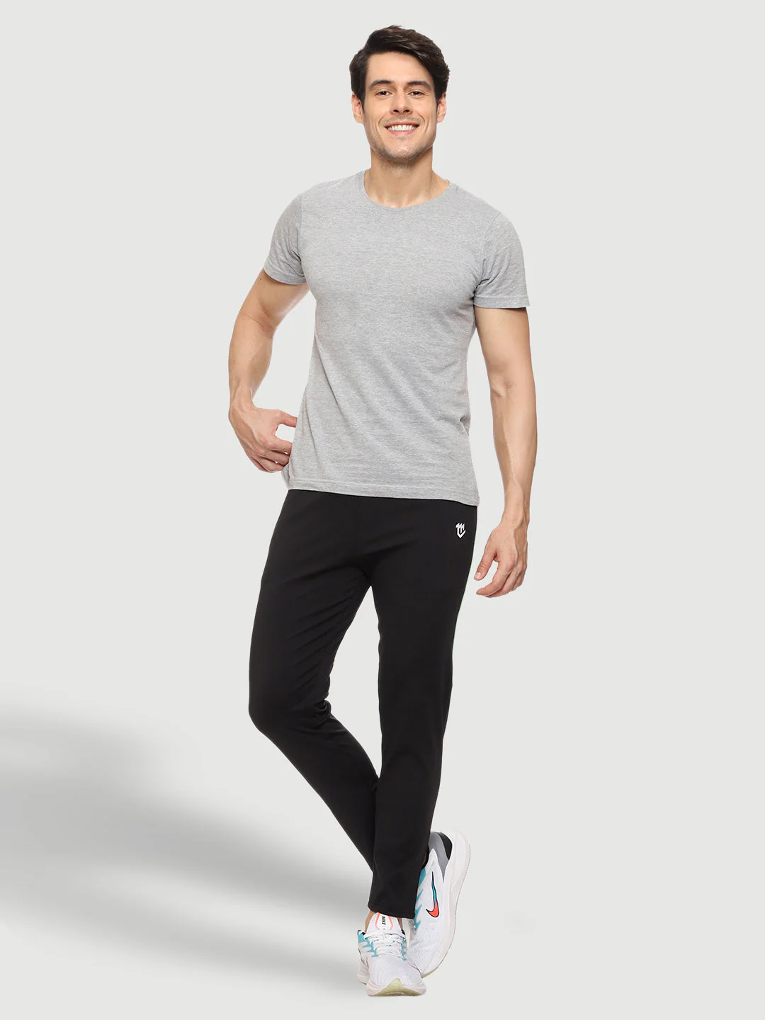 Rapid Dry Black Solid Stripe Track Pant for Men - Image 6