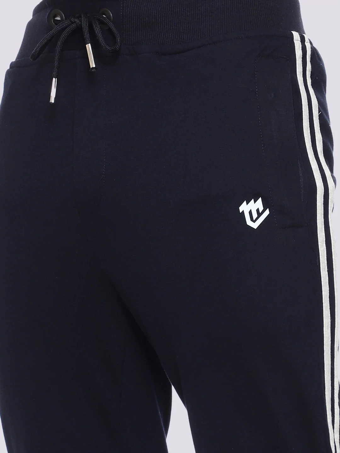 Side Stripe Blue Cotton Track Pant for Men - Image 4