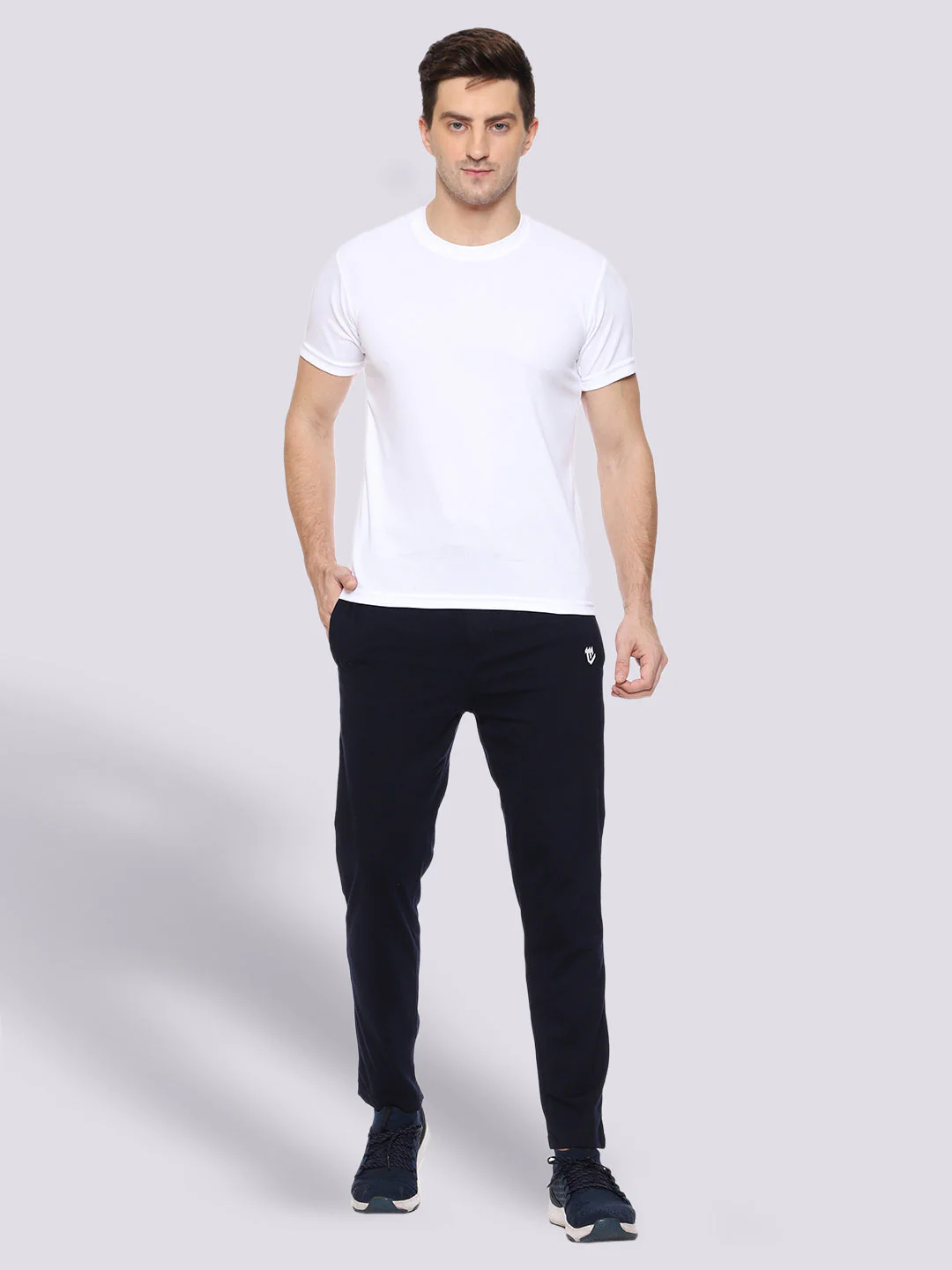 Side Stripe Blue Cotton Track Pant for Men - Image 6