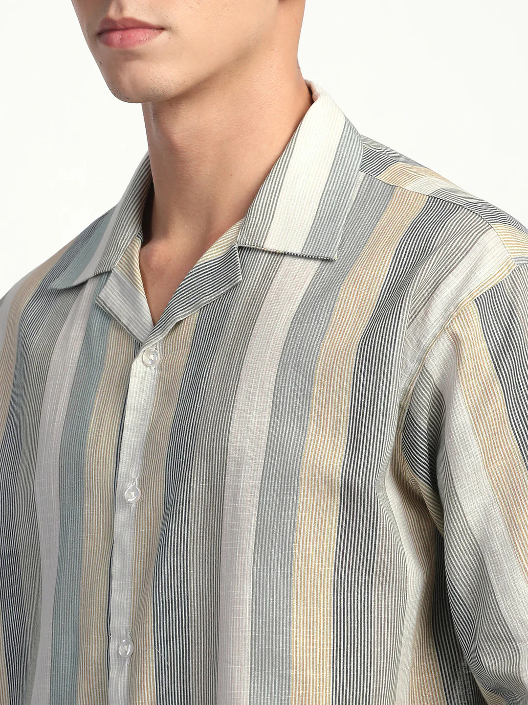 Linen Stripe Shirt for Men. - Image 8
