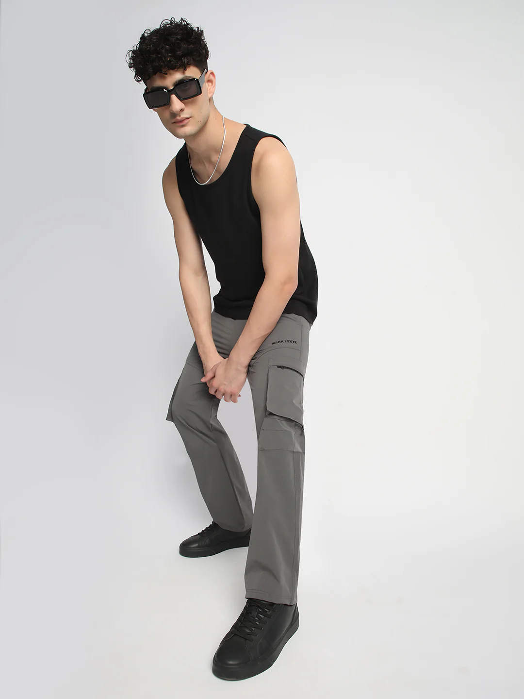 Stone Grey 5 Pocket Nylon Cargo Pants - Image 5