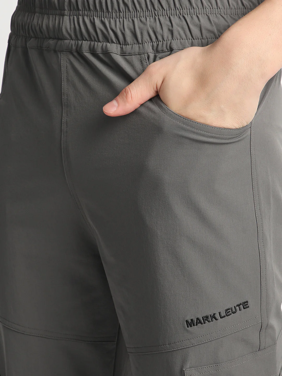 Stone Grey 5 Pocket Nylon Cargo Pants - Image 7
