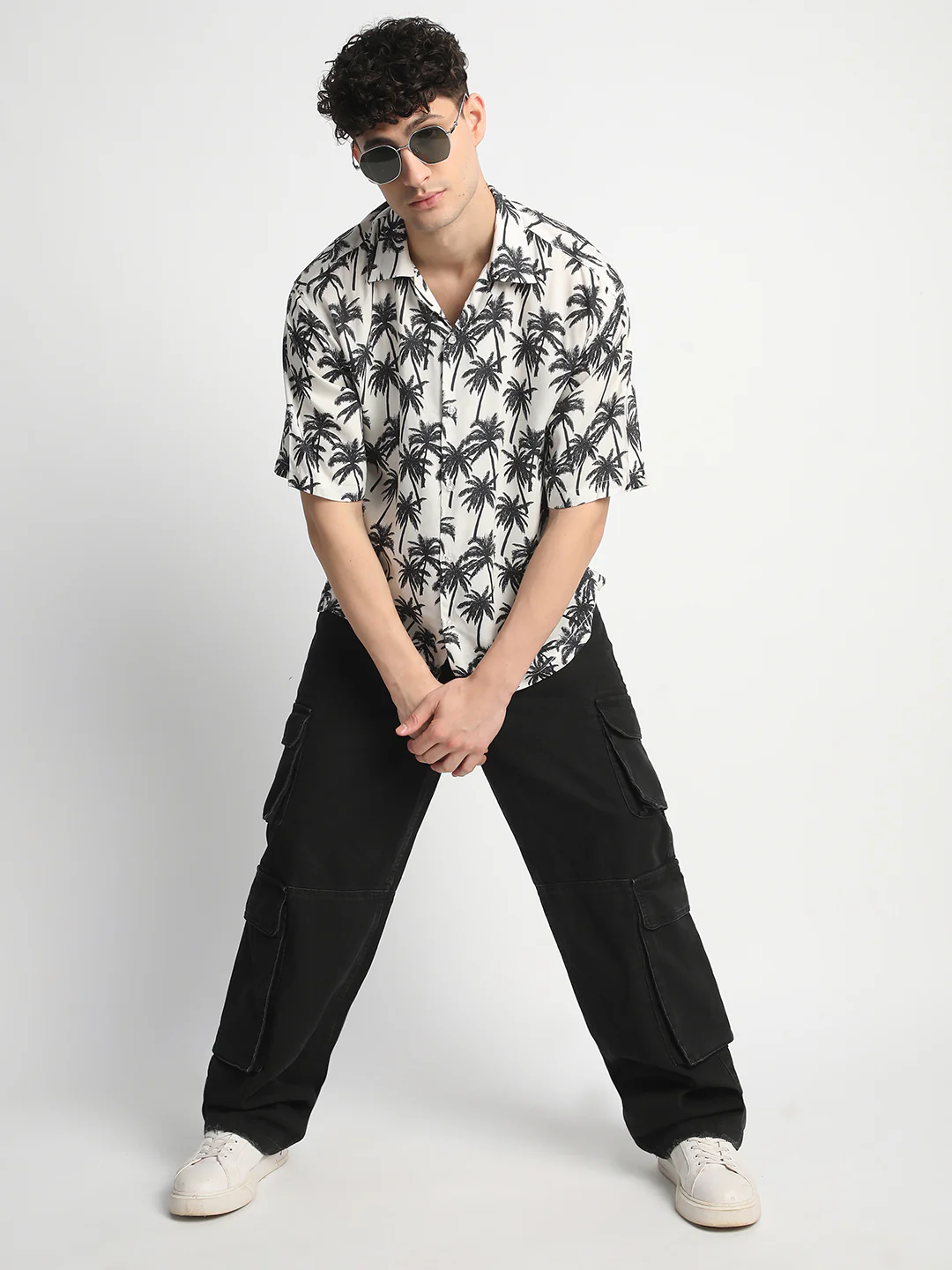 Palm Print Off-White Shirt For Men. - Image 5