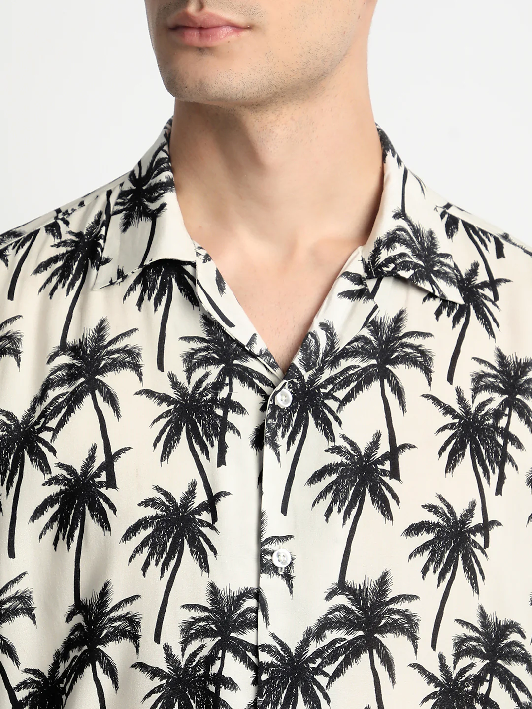 Palm Print Off-White Shirt For Men. - Image 7
