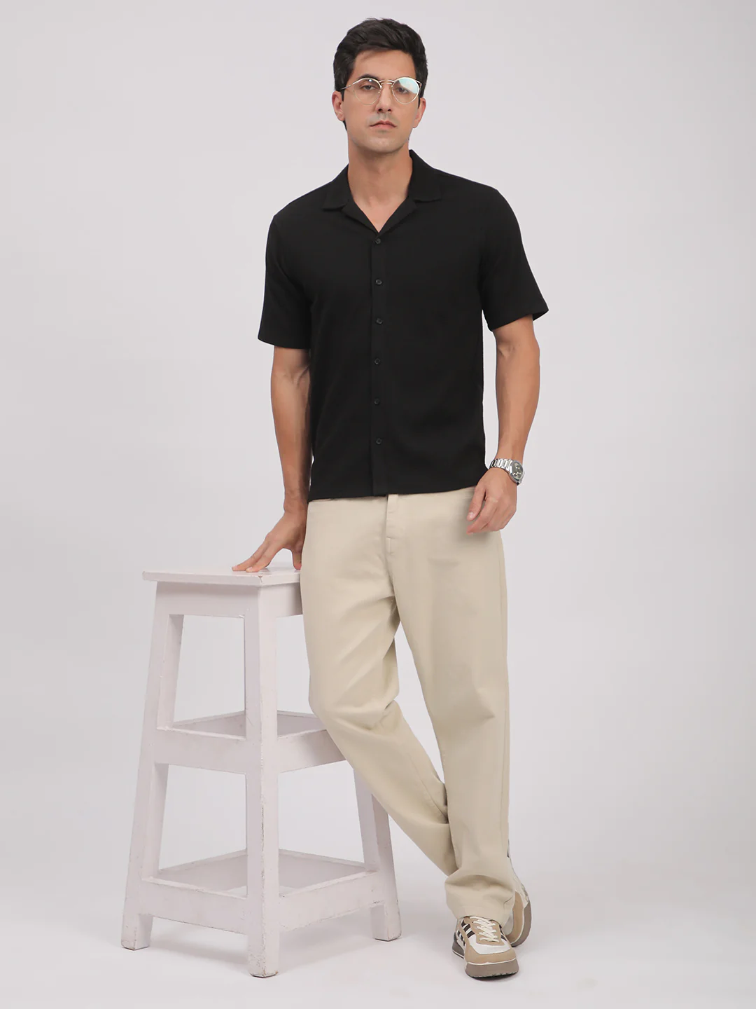 Regular Fit Corduroy Textured Shirt.(Black) - Image 8