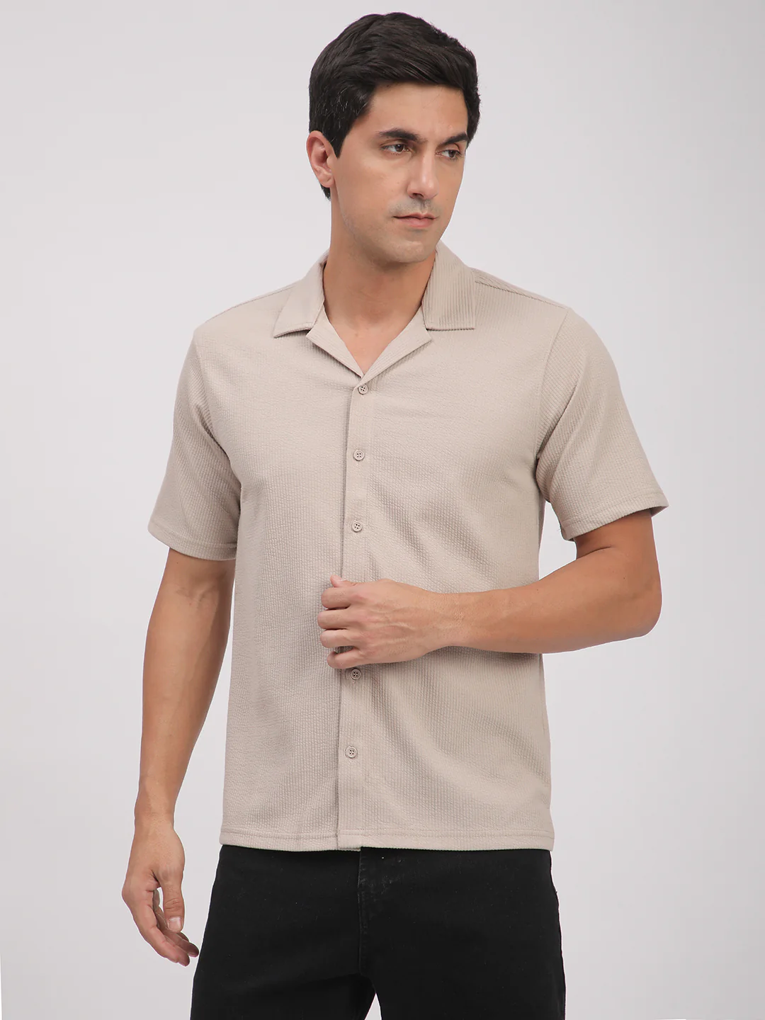 Regular Fit Corduroy Textured Shirt.(Ecru) - Image 4
