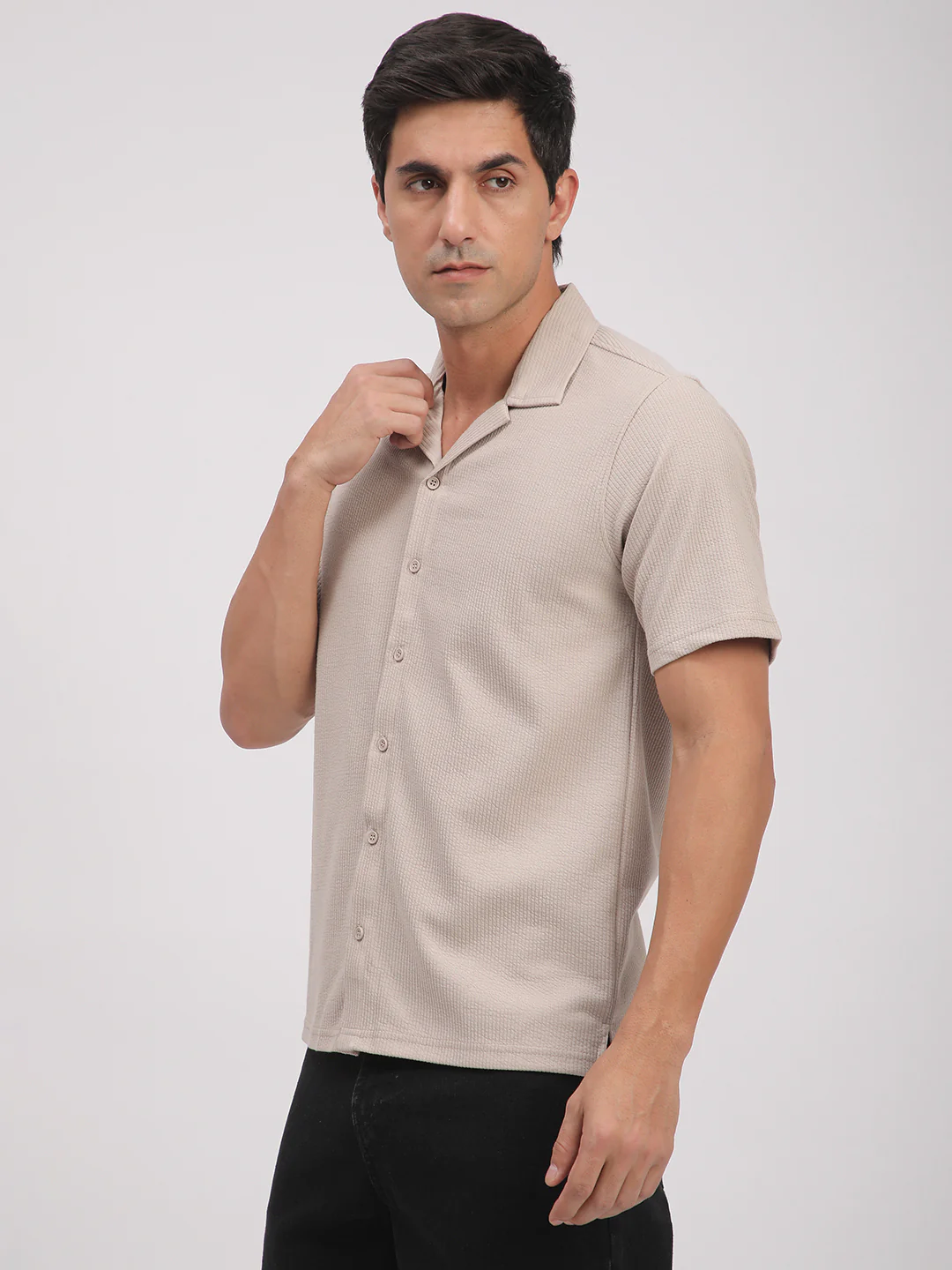 Regular Fit Corduroy Textured Shirt.(Ecru) - Image 5