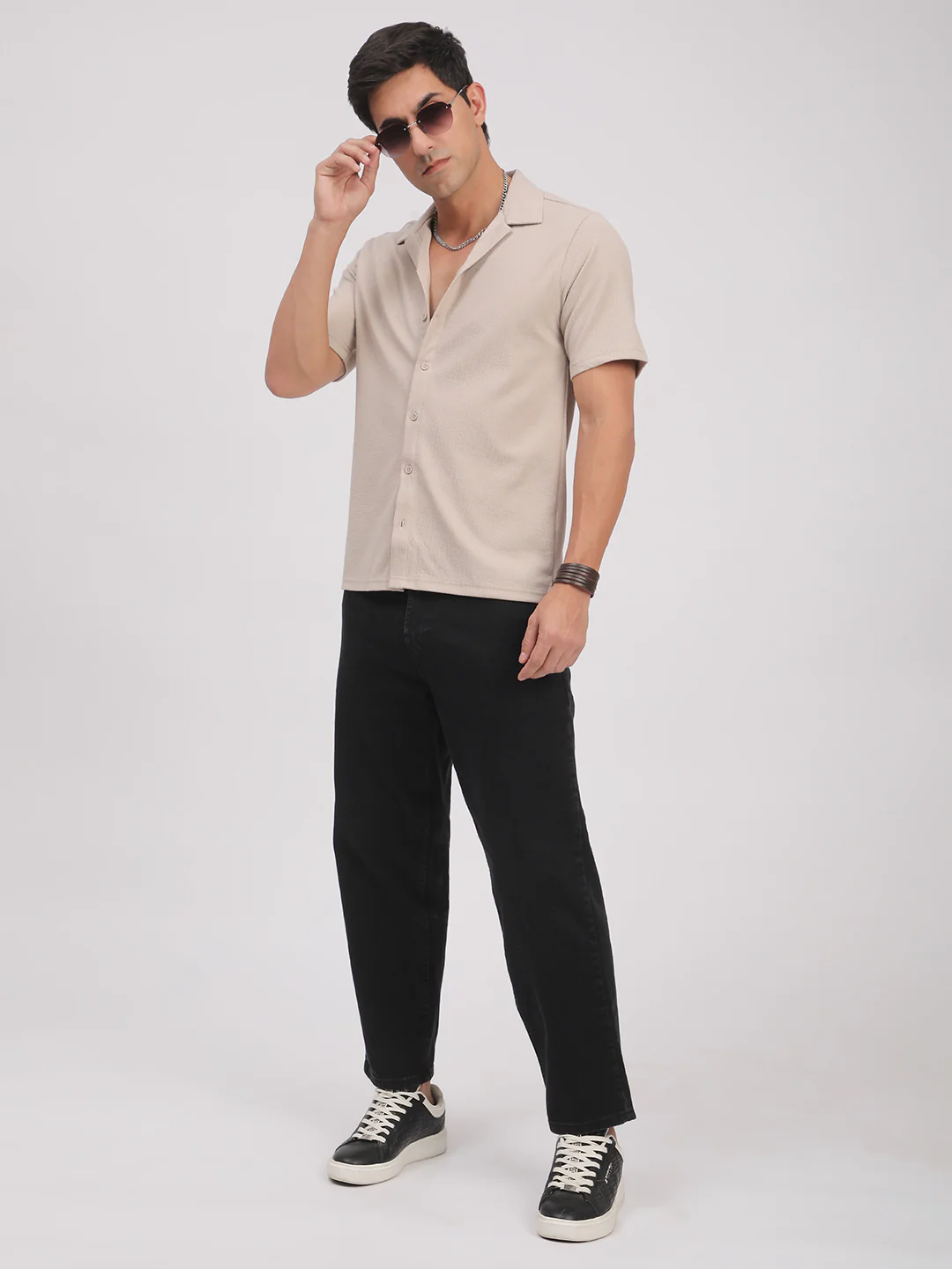 Regular Fit Corduroy Textured Shirt.(Ecru) - Image 7