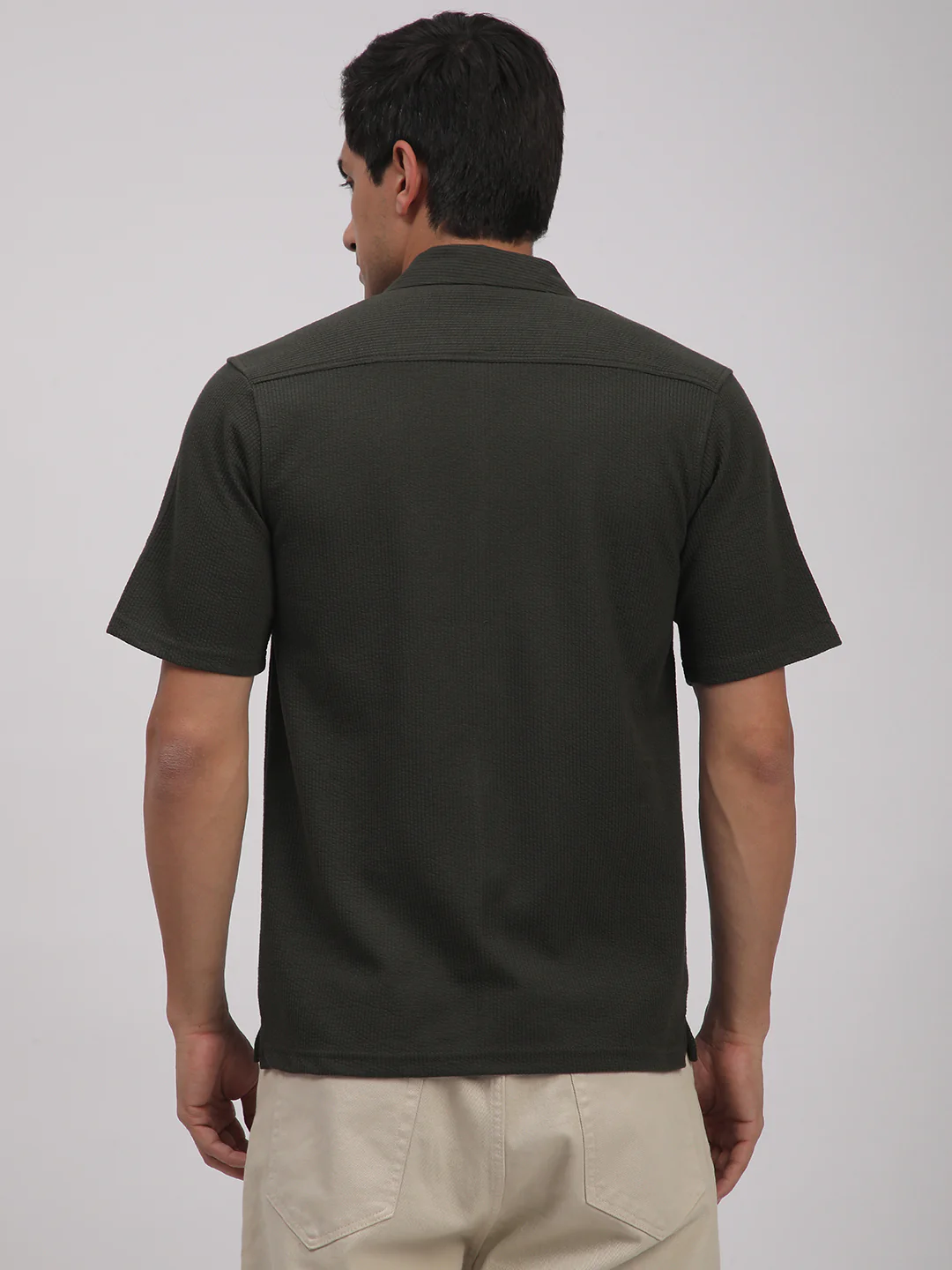 Regular Fit Corduroy Textured Shirt. (Olive Green) - Image 4