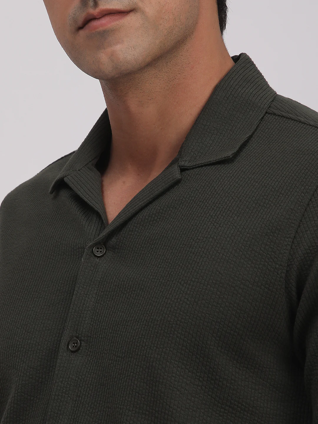 Regular Fit Corduroy Textured Shirt. (Olive Green) - Image 7