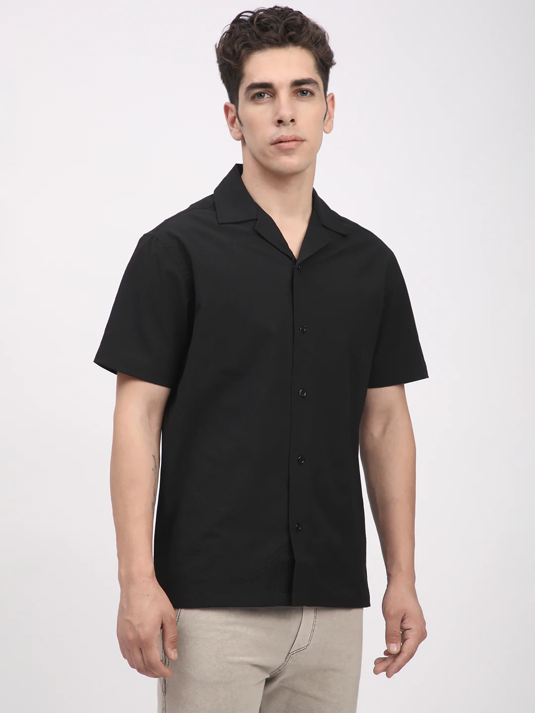 Regular Fit Textured Shirt For Men. (Black) - Image 4
