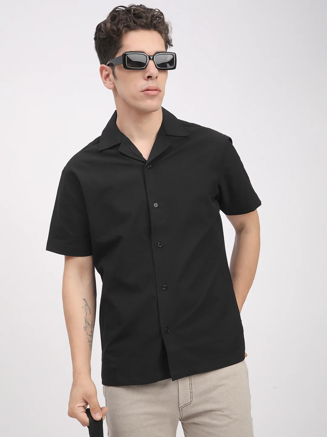 Regular Fit Textured Shirt For Men. (Black) - Image 6