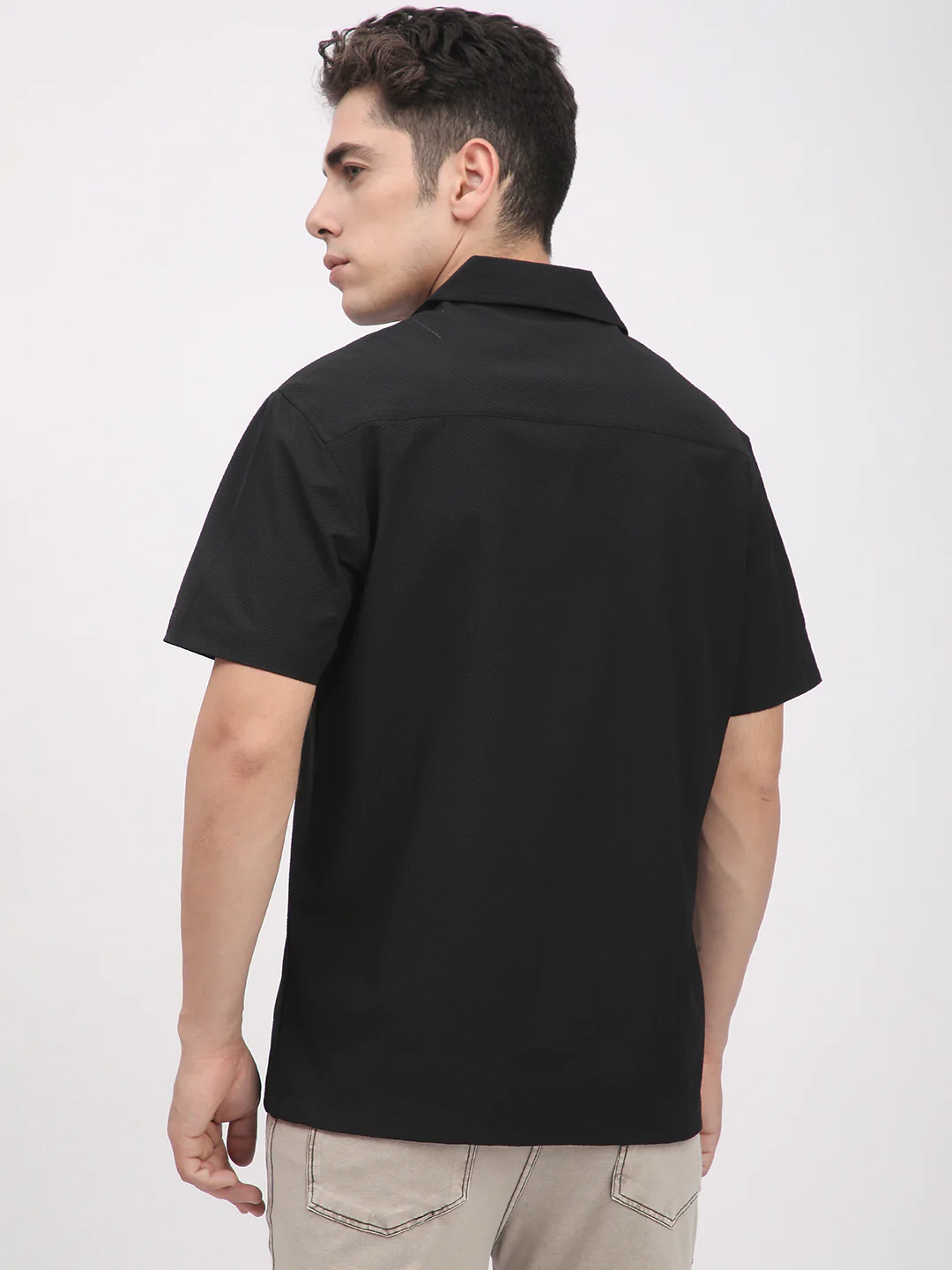 Regular Fit Textured Shirt For Men. (Black) - Image 7