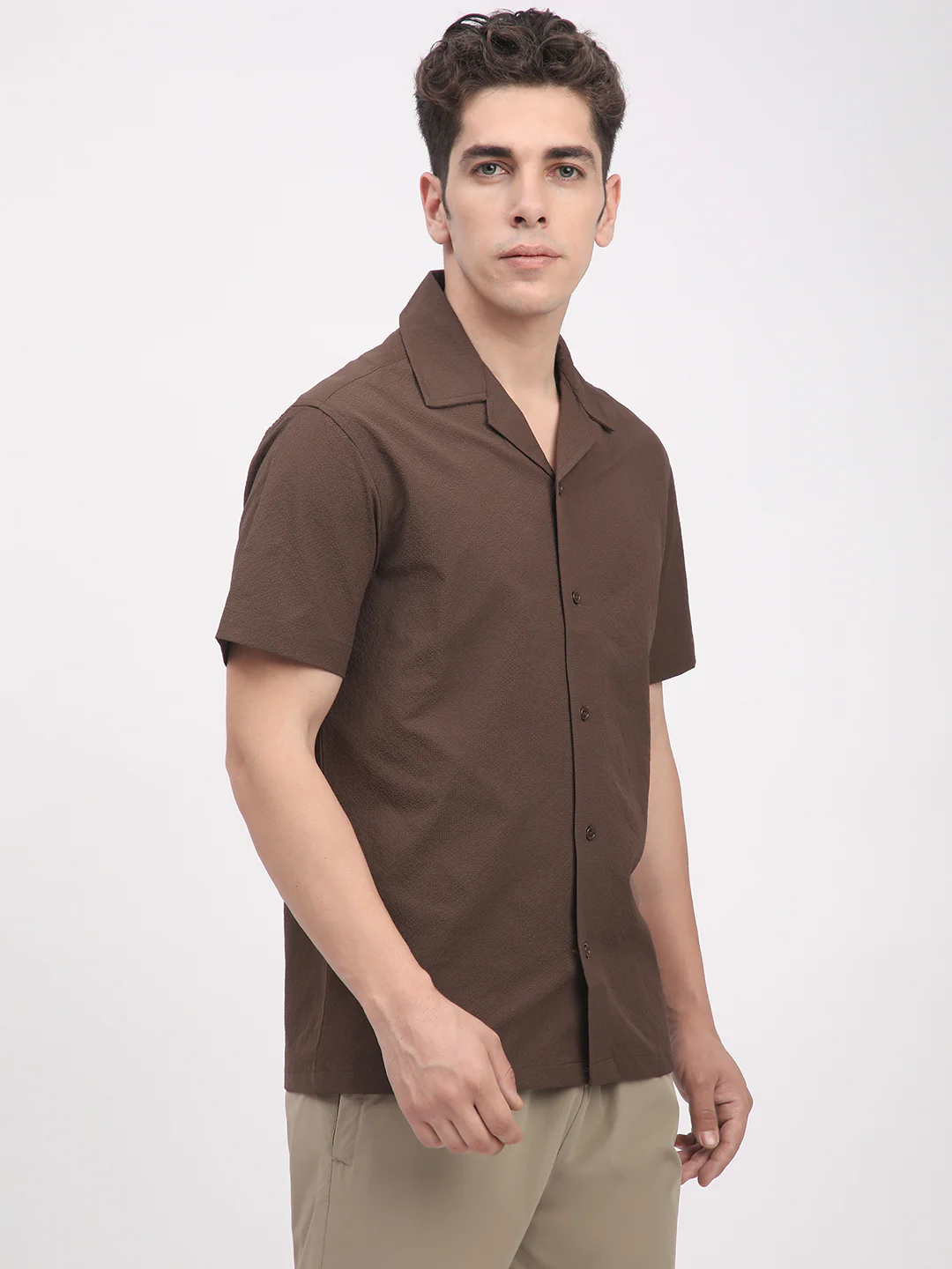 Regular Fit Textured Shirt For Men. (Brown) - Image 3