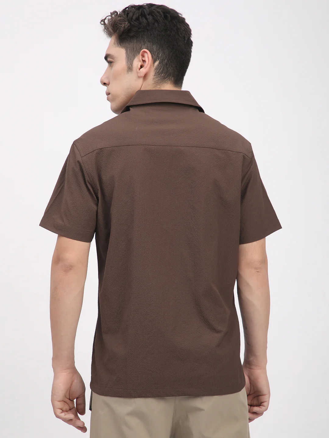 Regular Fit Textured Shirt For Men. (Brown) - Image 4