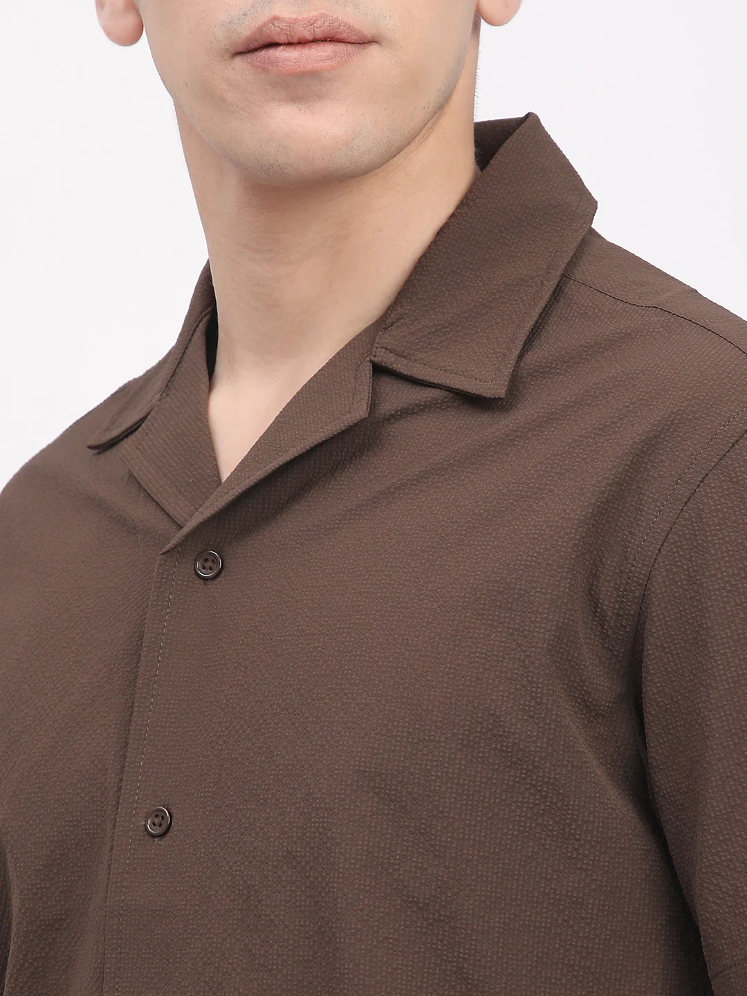 Regular Fit Textured Shirt For Men. (Brown) - Image 7