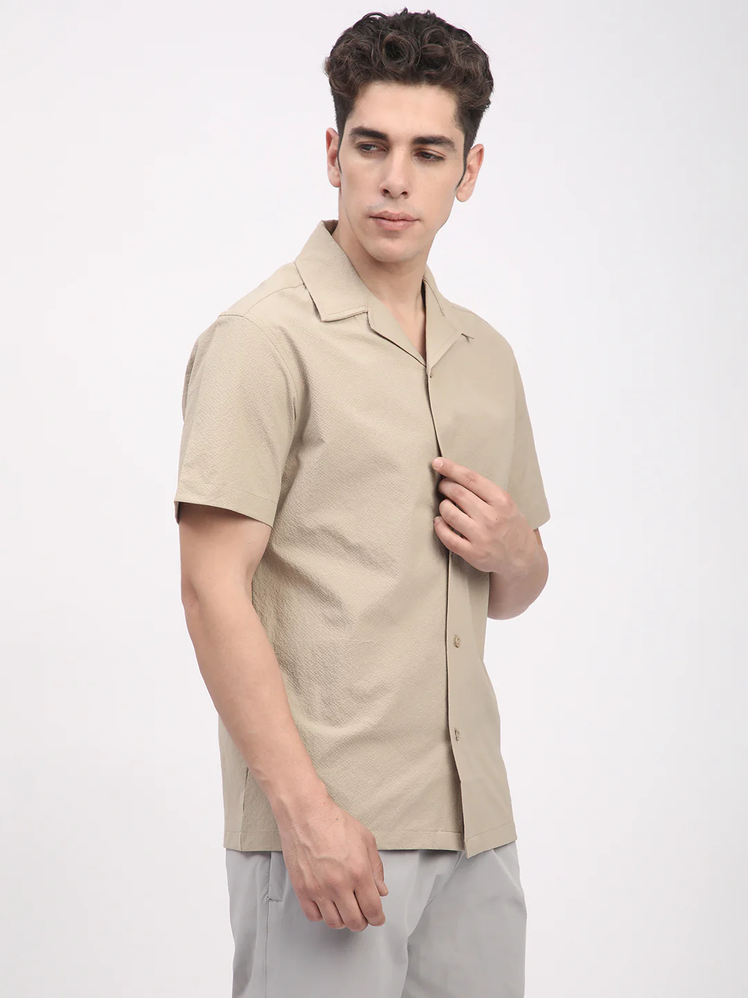 Regular Fit Textured Shirt For Men. (Skin) - Image 4