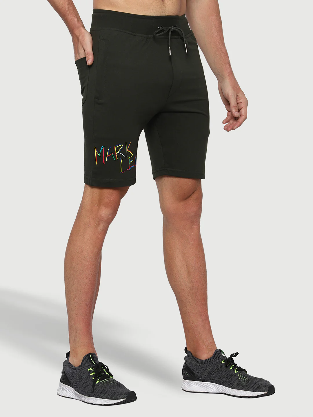 Olive Green Solid Shorts For Men - Image 3