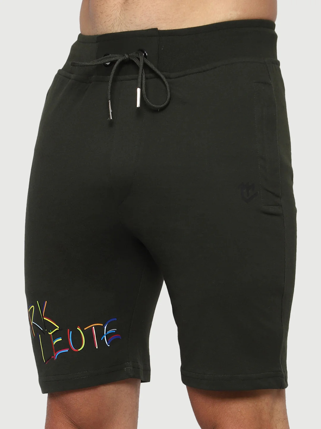 Olive Green Solid Shorts For Men - Image 5